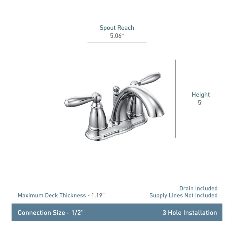 6610BN,ORB Moen Brantford Centerset Bathroom Faucet with Drain Assembly